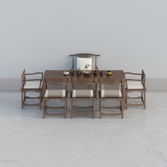 Zen Tea Table and Chair Set 3D model