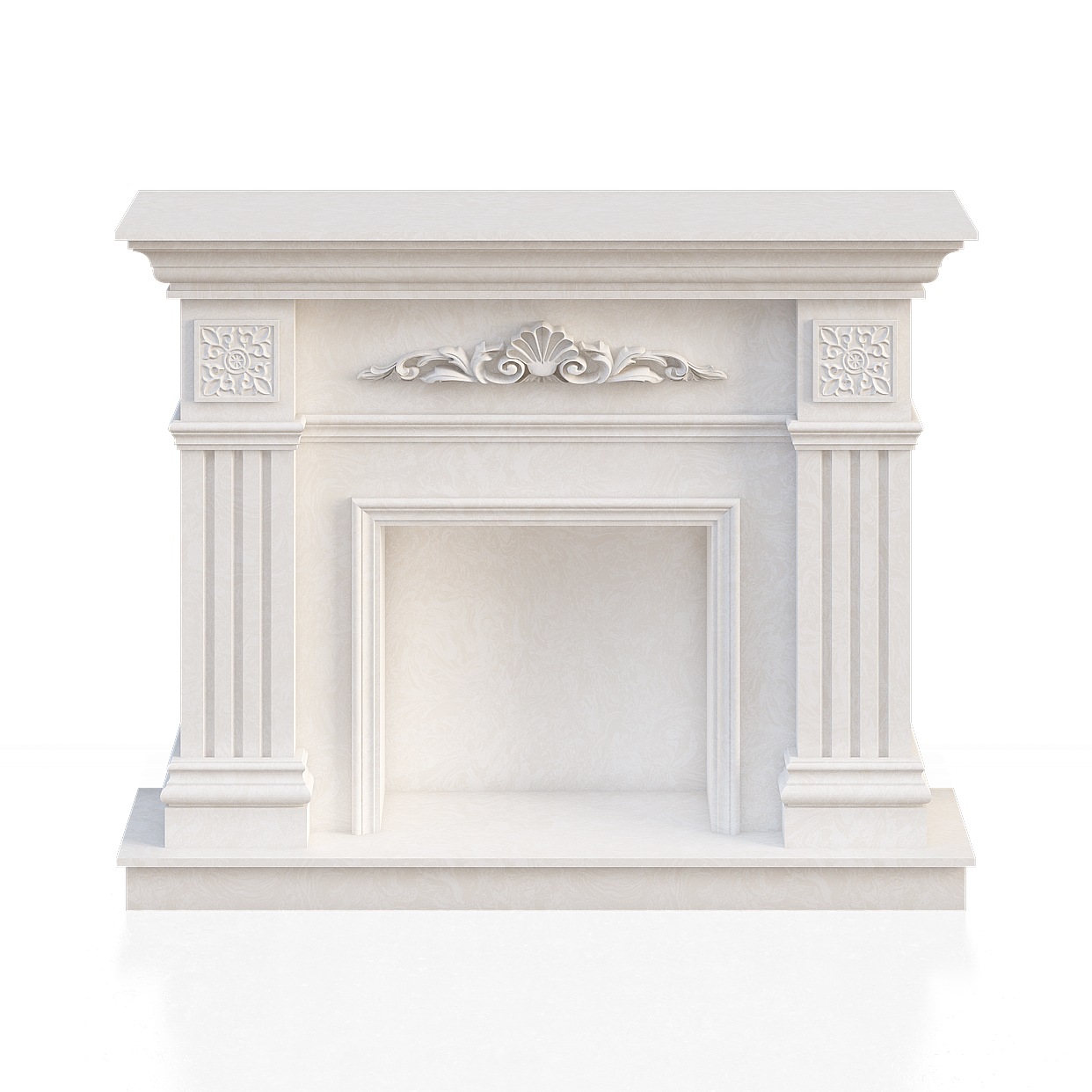 Classical Fireplace 3D Model – Marble Roman Design