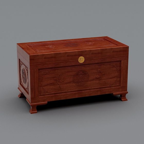 Traditional Chinese Wooden Chest 3D model