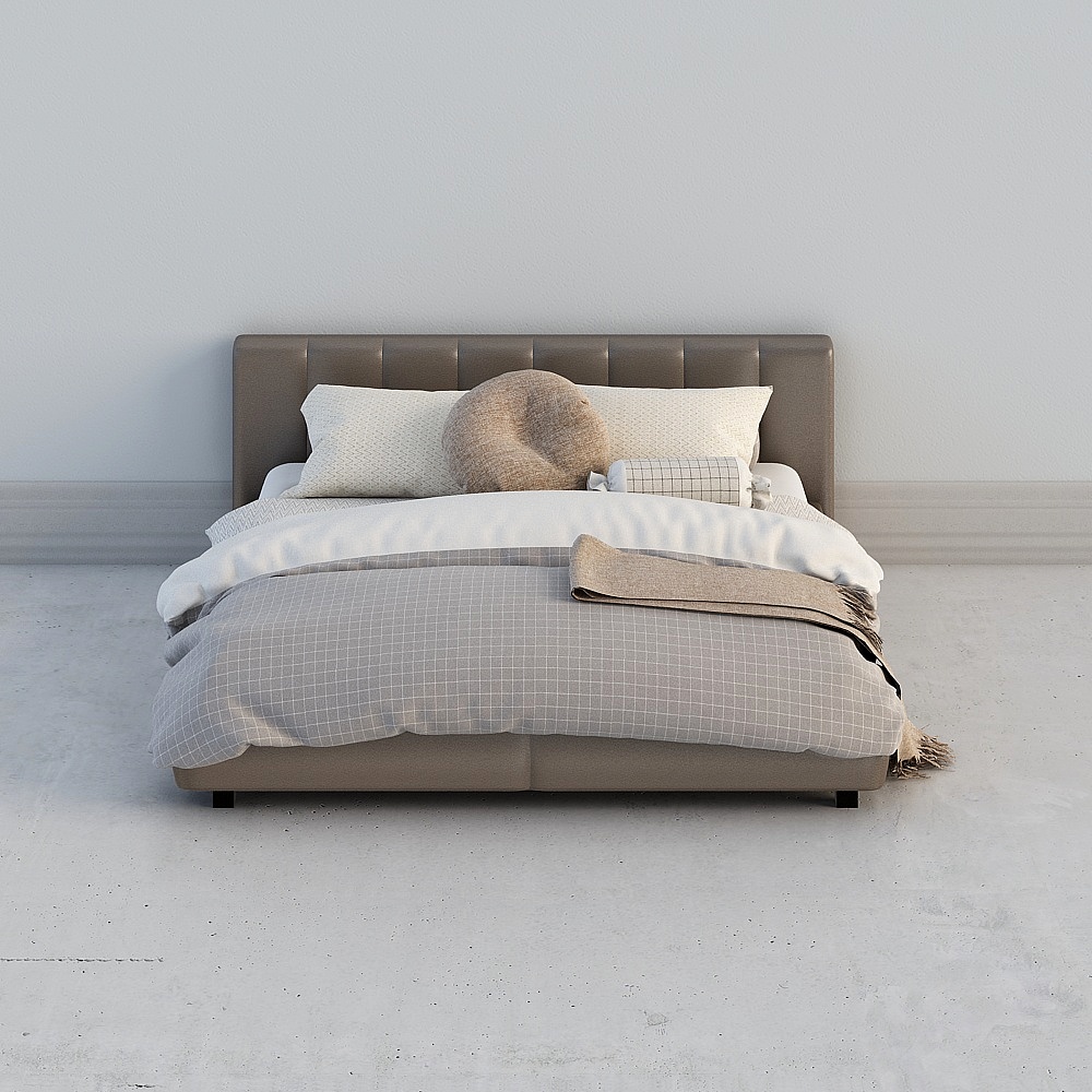 Modern fabric double bed 3d model free download ID_236246