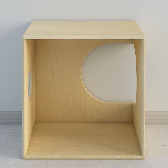 Wooden Round Window Cabinet 3D model