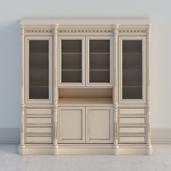 Elegant Classical Bookshelf 3D model