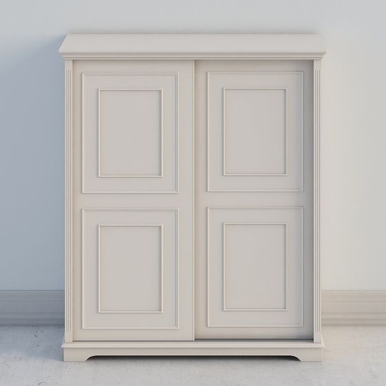 Elegant Minimalist Sliding Wardrobe 3D model
