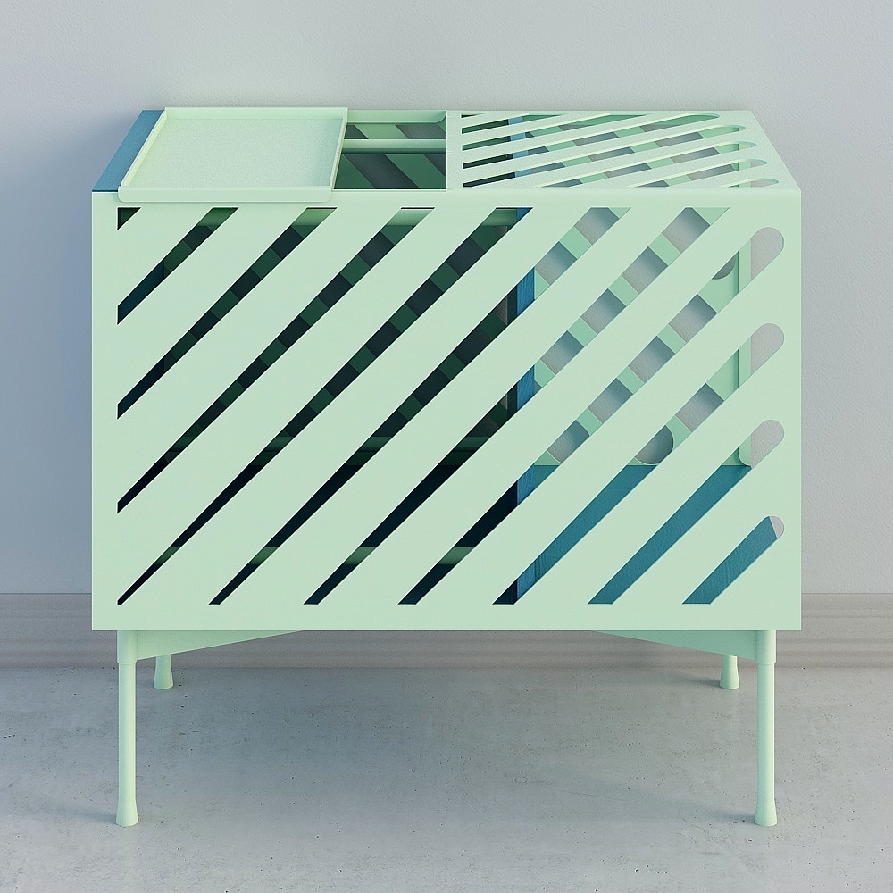 Squeaking self-contained cabinet mint green