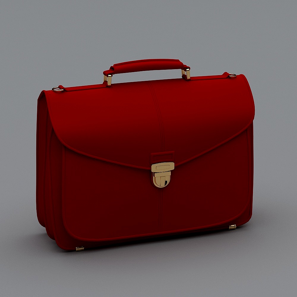Elegant Red Briefcase 3D model