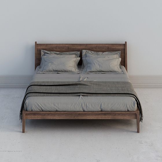 Low-Poly Modern Bed Frame 3D Model