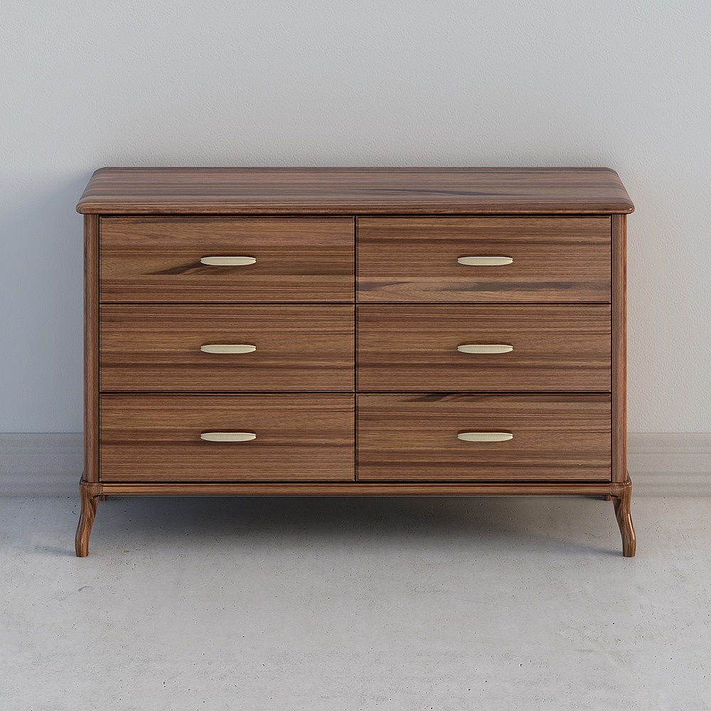 Elegant Vintage 6-Drawer Cabinet 3D model