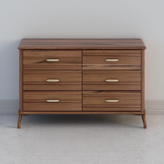 Elegant Vintage 6-Drawer Cabinet 3D model