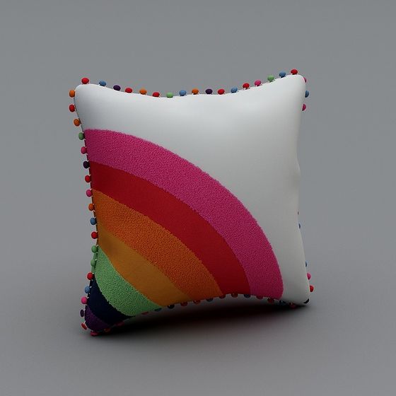 Vibrant Rainbow Pillow 3D model for Creative Projects