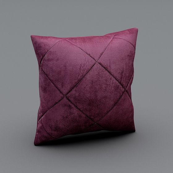 Elegant Purple Quilted Pillow 3D model