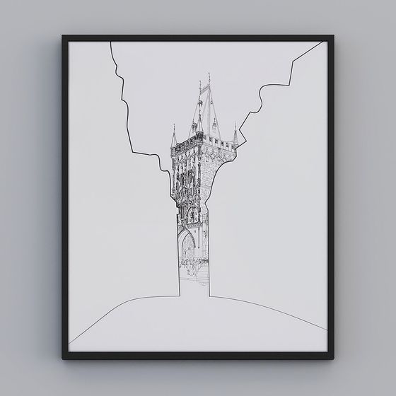 Elegant Low-Poly Gothic Tower 3D model