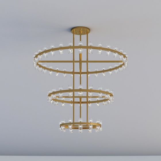 Golden Radiance 3D Model Chandelier for Modern Interiors