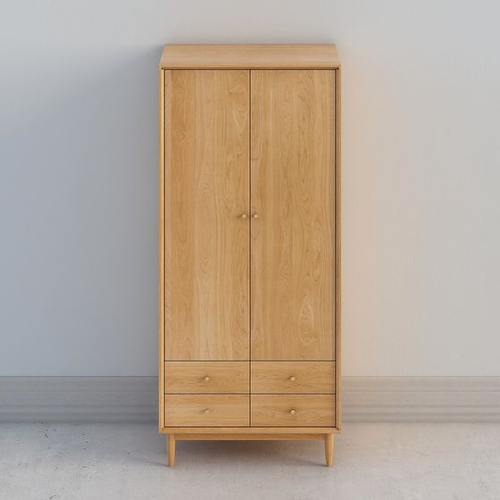 Stylish Minimalist Wardrobe 3D model for Living Spaces