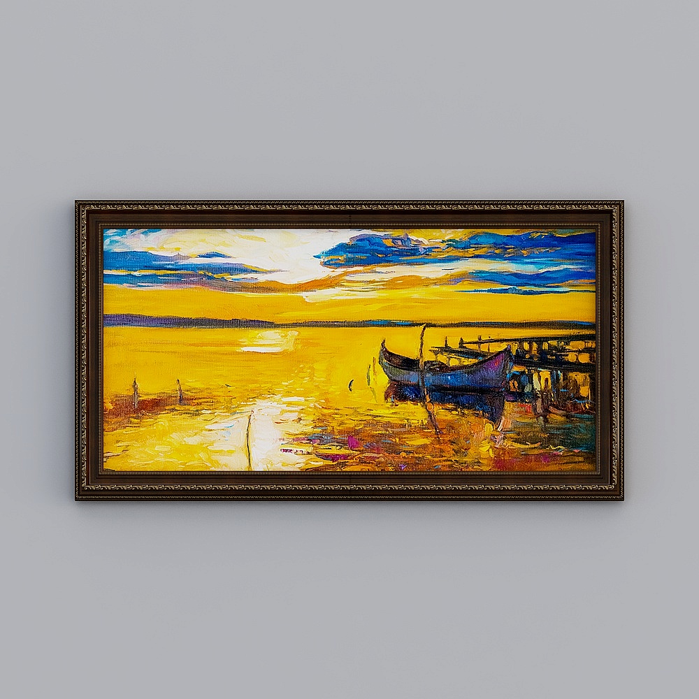 European style sunrise decoration painting American sun living room horizontal plate hanging painting landscape mural feng shui
