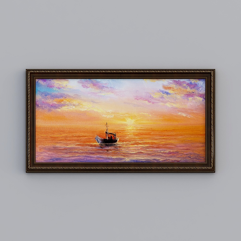 European style sunrise decoration painting American sun living room horizontal plate hanging painting landscape mural feng shui