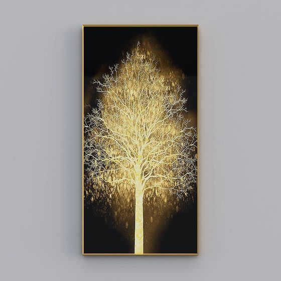 Moonlit Golden Tree 3D model for Creative Projects