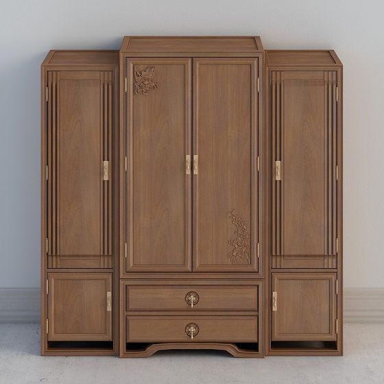 Elegant Chinese Wardrobe 3D model