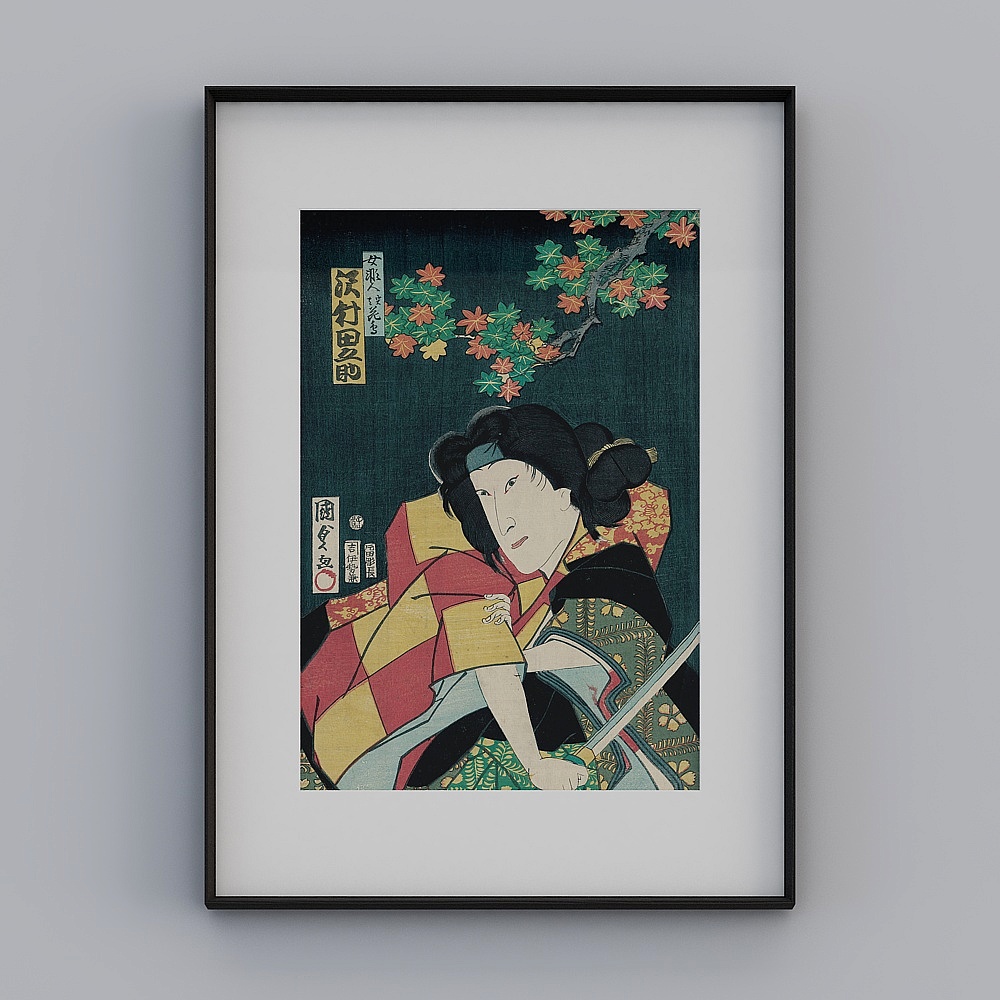Kippel flagship store Japanese-style living room vertical black frame 78x108 cm Japanese famous painting tmzrj-yz-gg-sk-4