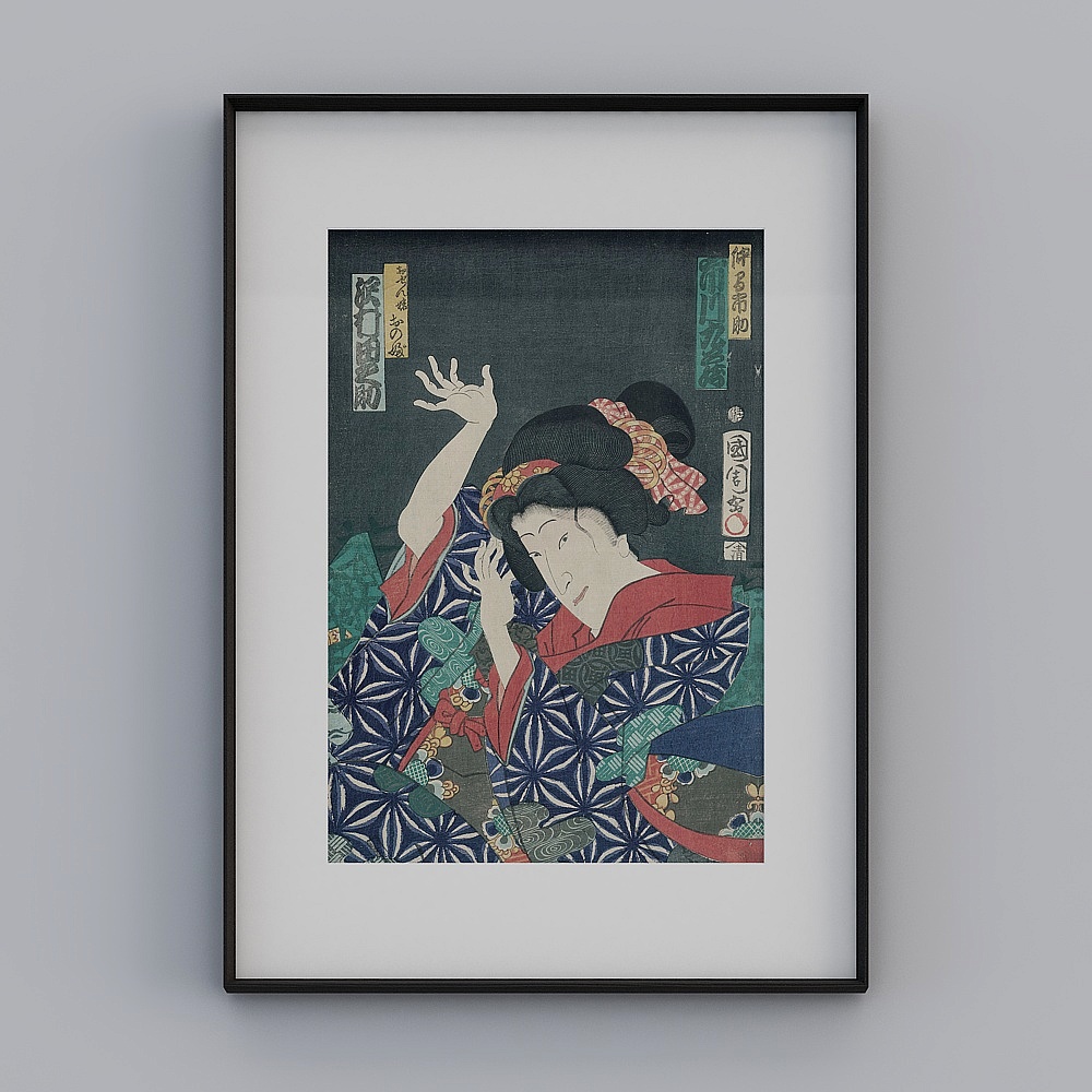 Kippel flagship store Japanese-style living room vertical black frame 78x108 cm Japanese famous painting tmzrj-yz-gg-sk-4