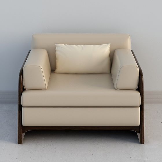 Black Sandalwood Single-Person Sofa 3D Model