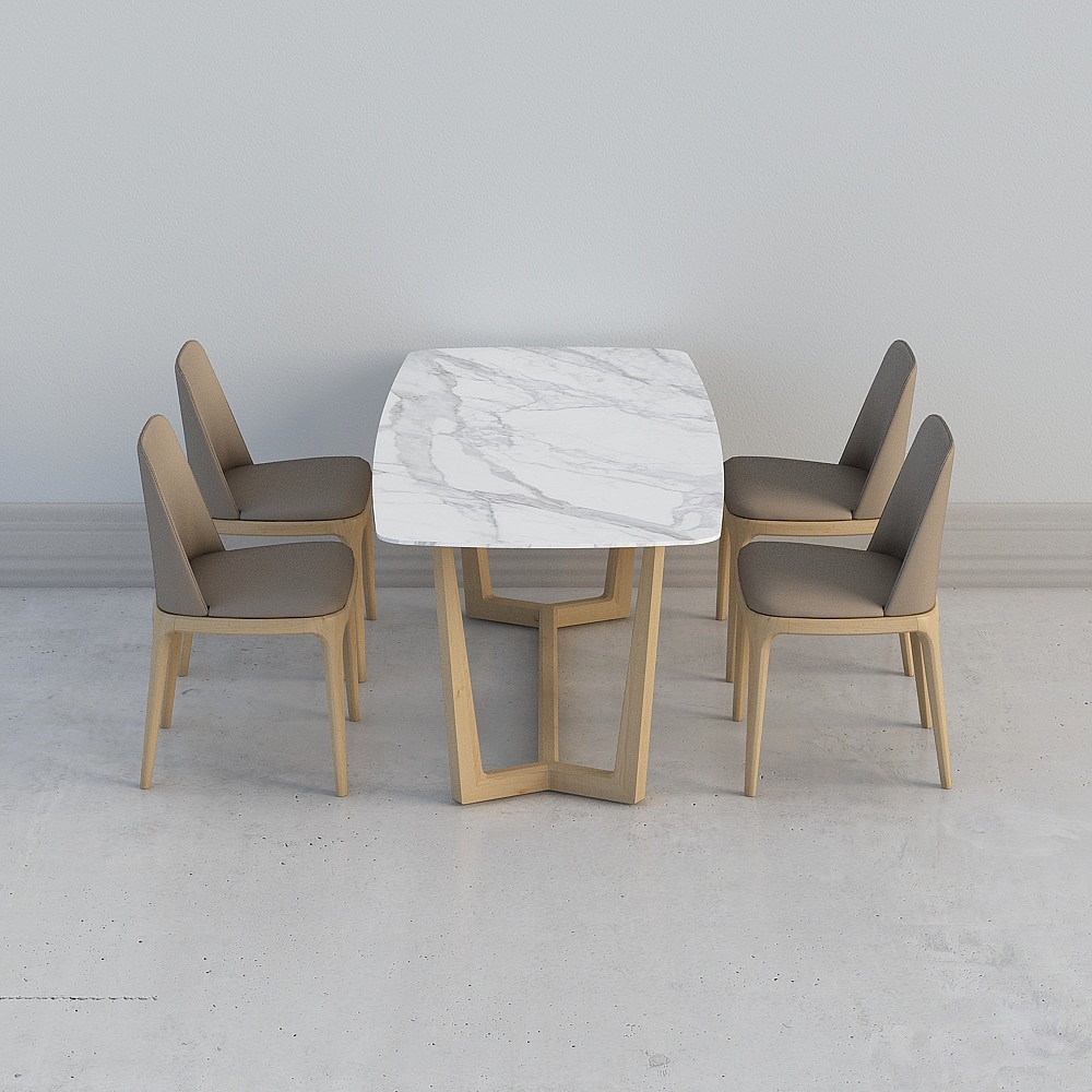 Table à manger en marbre moderne simple Yimica Furniture 1 table 4 chaises 1500 x 800 x 750mm