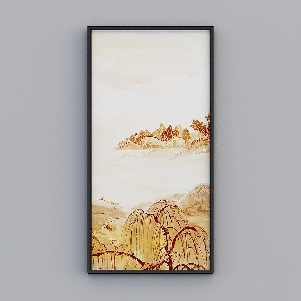 Elland decorates the painting of theatmospheric landscape simple lines Nordic living room dining room bedroom sofa bed head oil painting frame a pair of mood modern light luxury hanging painting K038-3