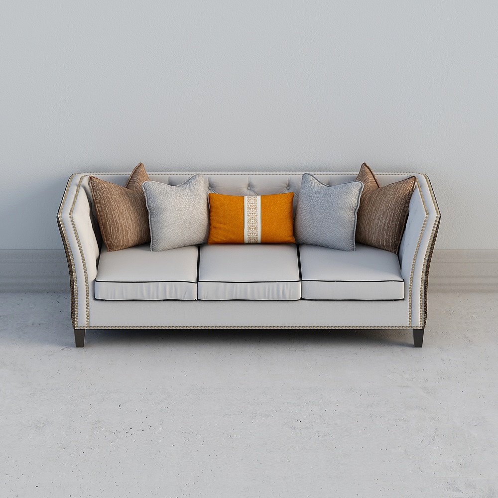 Elegant Low-Polygon Sofa 3D Model