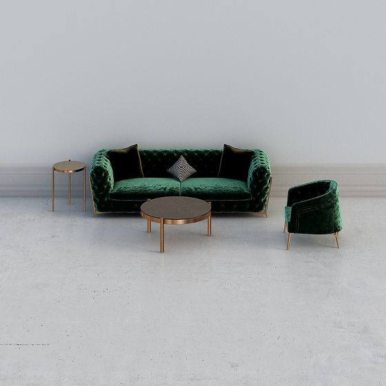 Luxurious Velvet Lounge Set 3D model