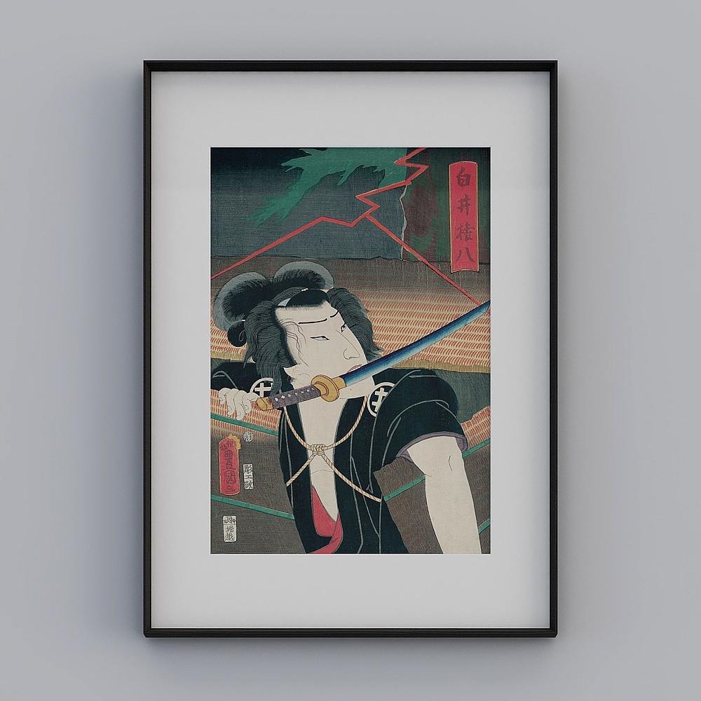 Kippel flagship store Japanese-style living room vertical black frame 78x108 cm Japanese famous painting tmzrj-yz-gg-sk-4