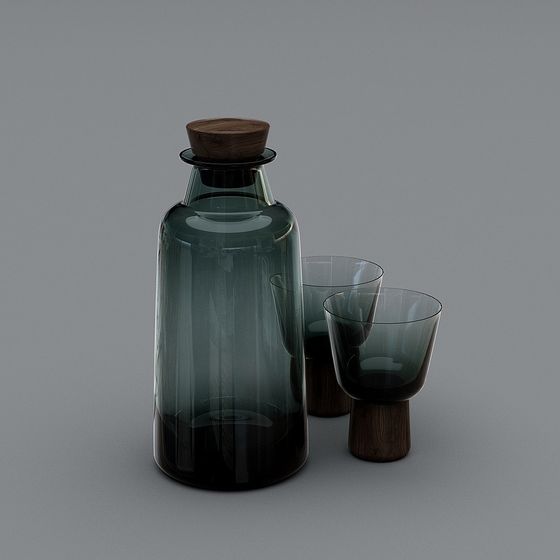 Elegant Glassware Set 3D model
