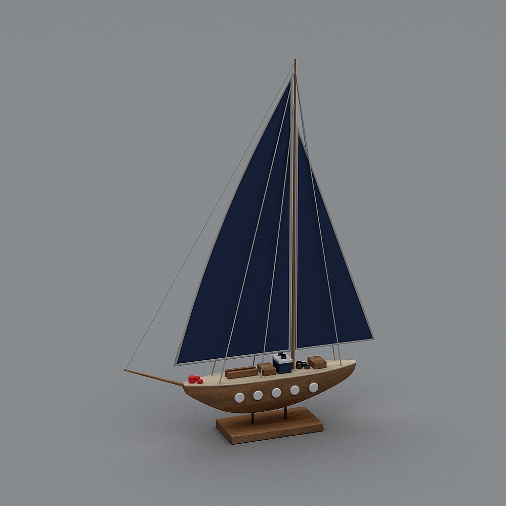 Wooden Sailing Boat 3D model