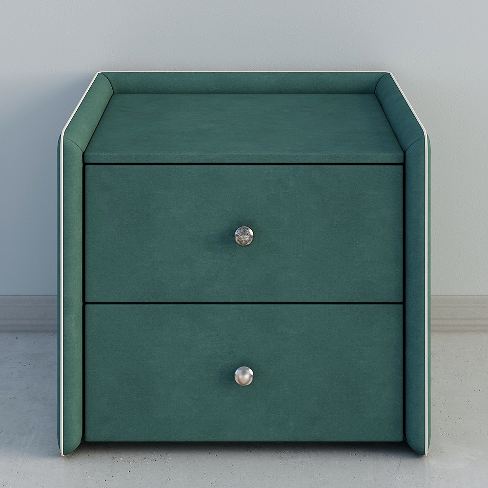 Elegant Low-Polygon Green Nightstand 3D model