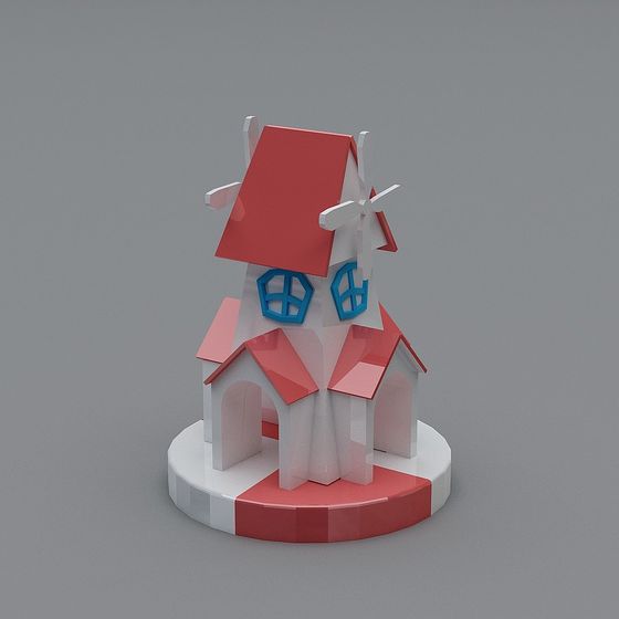 Charming Low-Poly Windmill 3D model for Playful Spaces
