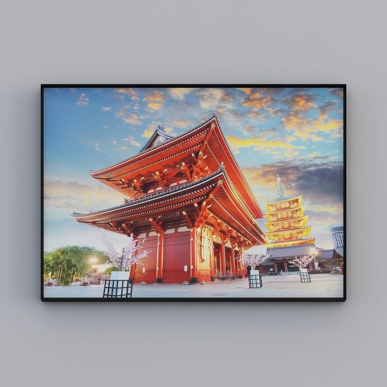 Stylish Oriental Temple 3D model for Creative Projects