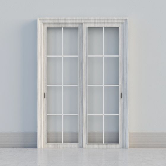 Elegant Glass Double Door 3D model for Contemporary Spaces