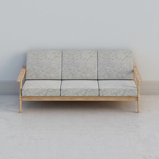 Elegant Low-Polygon Sofa 3D model