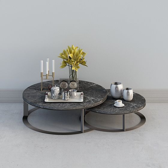 Elegant Round Table Set 3D model