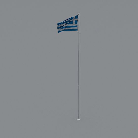 Low-Poly Greek Flag 3D Model