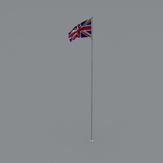 Union Jack Flag Pole 3D model