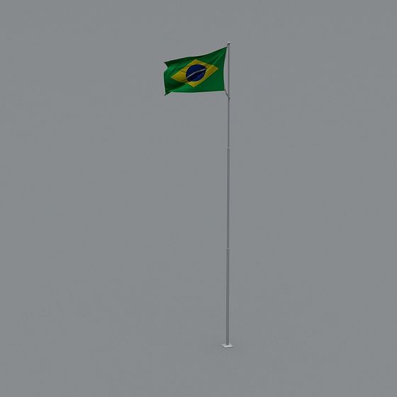 Brazilian Flag Pole 3D model