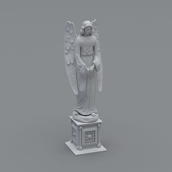 Elegant Angel Statue 3D model