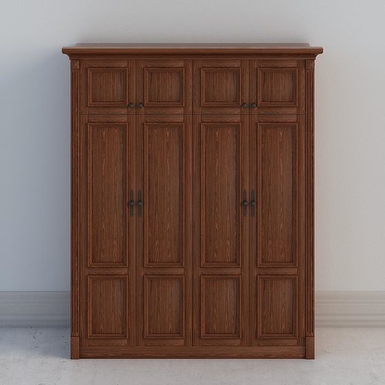 Vintage Modern Low-Poly Wardrobe 3D model