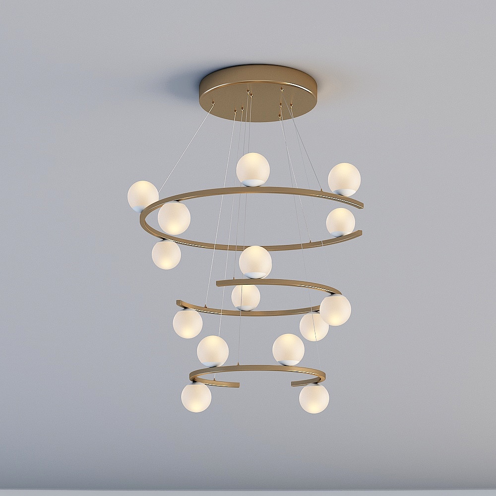 3D lights are all MY-Postmodern Circle Glass Ball Duplex Restaurant Chandelier-S-0212-800-3 floors