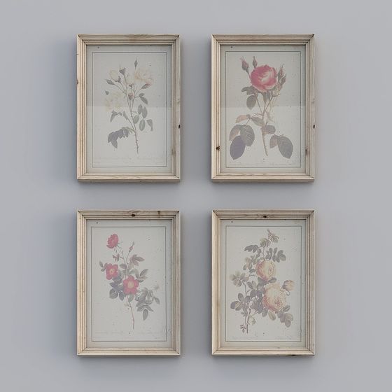 Vintage Floral Frames 3D model for Elegant Interiors