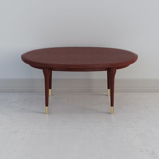 Elegant Oval Dining Table 3D Model in Earth Tone