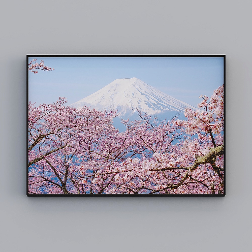 日本景觀裝飾畫 日本風格富士山掛畫 日本美食店房屋與風的壁畫