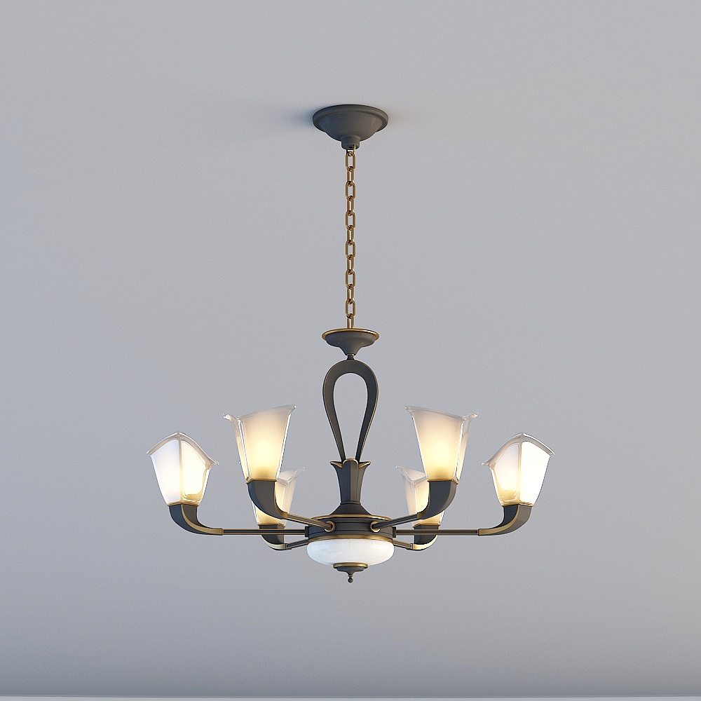 3D lights are all JJ-American Vintage Guest Restaurant Bedroom Bedroom Creative Horseshoe Lotus Series Chandelier-9030-6