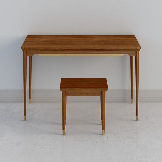 Mid-Century Modern Desk Set 3D model for Creative Spaces