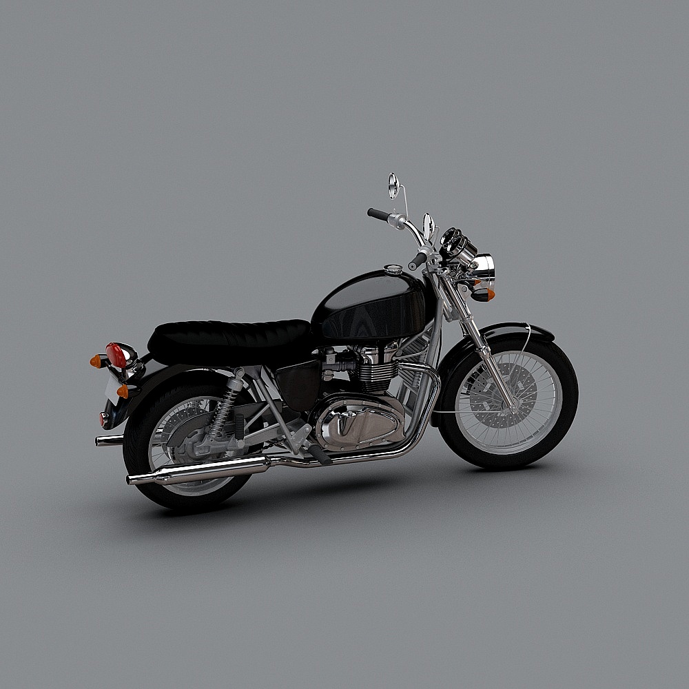 Vintage Motorcycle 3D model with Unique Charm