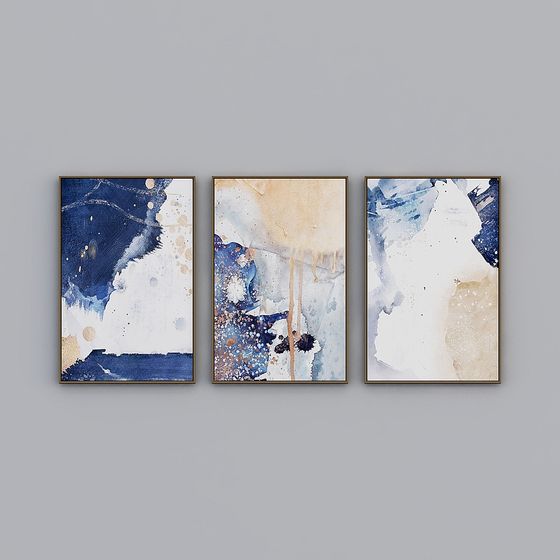 Gray Decorative Painting 3D Model